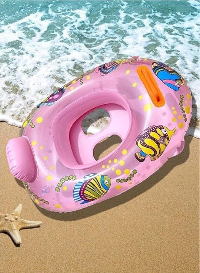 PRISO Swamming Bot Tub Inflatable Cartoon Ring Children Swim Accessories Kids Swimming Tub, Baby Security Handle Boat Shape Floating Use for Beach, Swimingpool. - Image 3